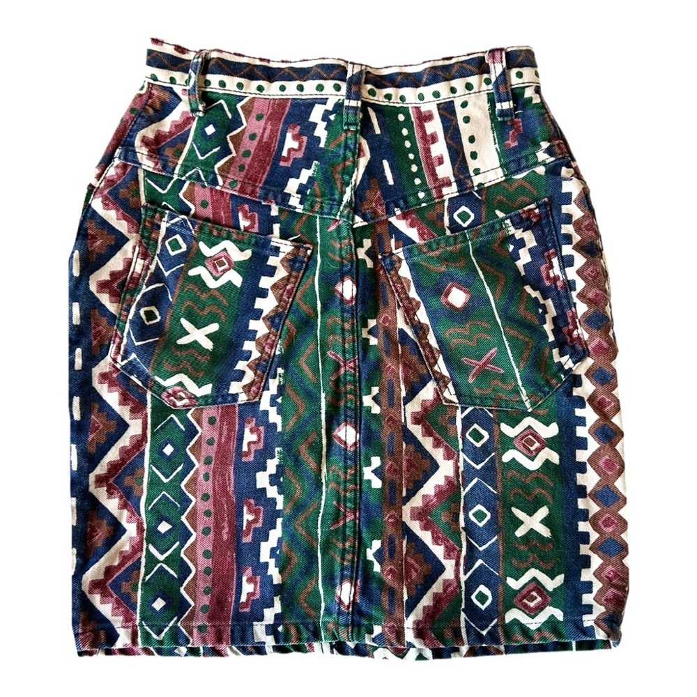 Vintage 90s EXTRA Southwestern Jean Skirt Size Extra Small
